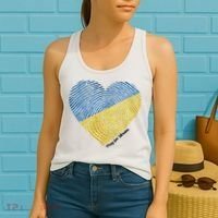 Pray For Ukraine Heart Women's Tank Top thumb 2