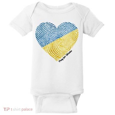 Pray For Ukraine Heart Baby Bodysuit