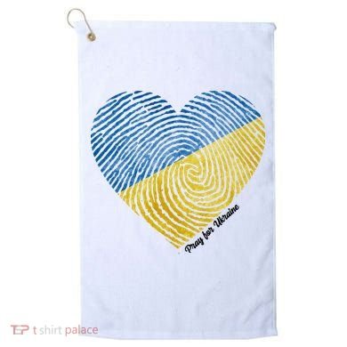 Pray For Ukraine Heart Golf Towel