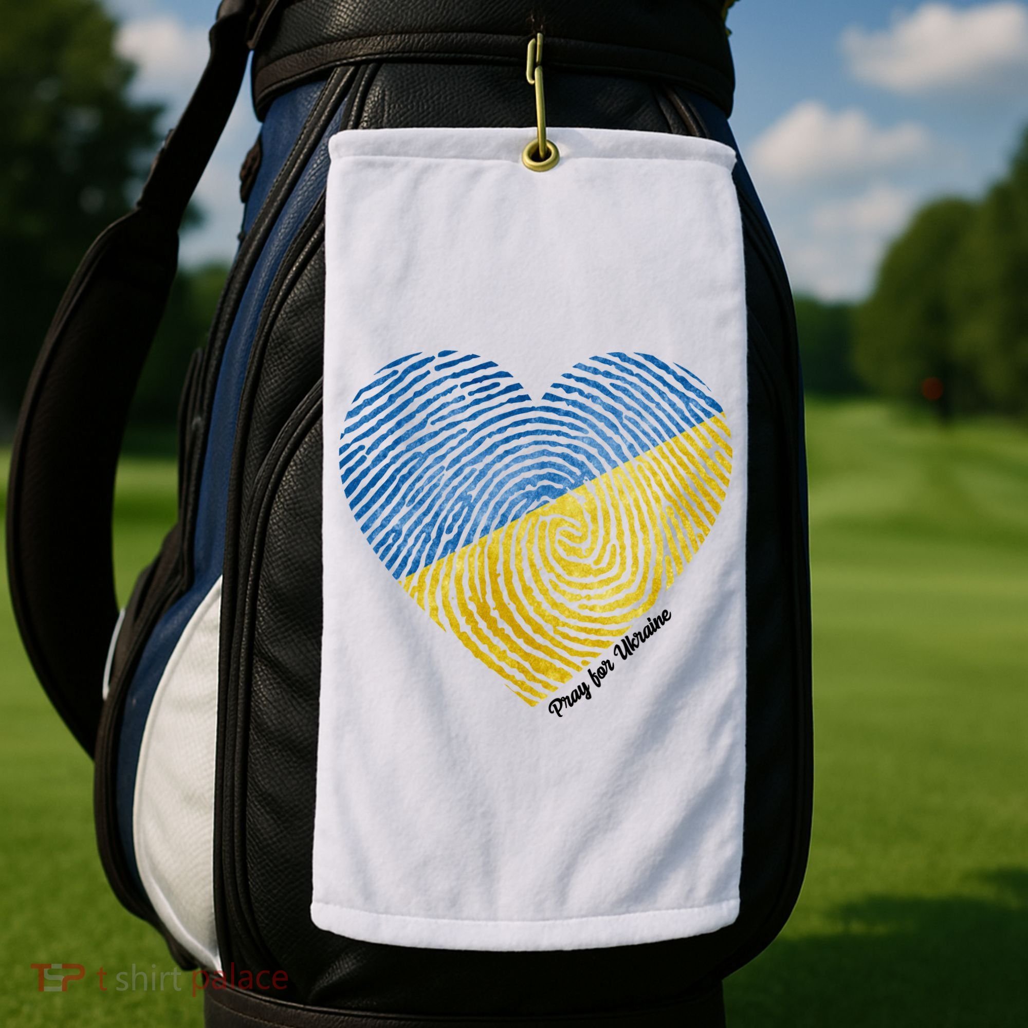 Pray For Ukraine Heart Golf Towel