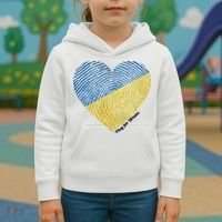 Pray For Ukraine Heart Kids Hoodie thumb 3