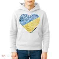 Pray For Ukraine Heart Kids Hoodie thumb 4