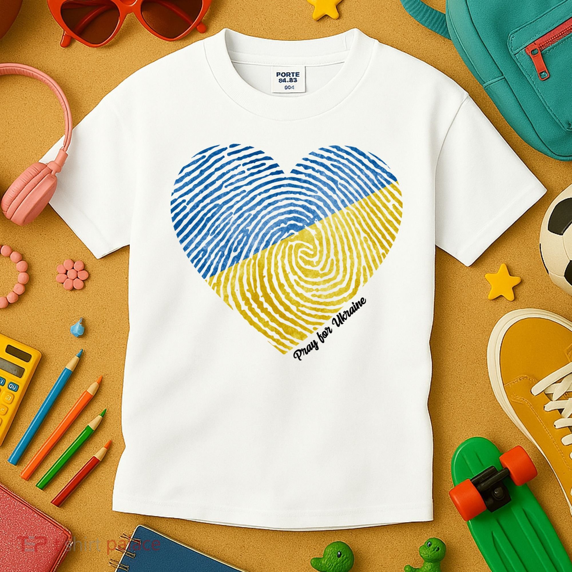 Pray For Ukraine Heart Kids T-Shirt