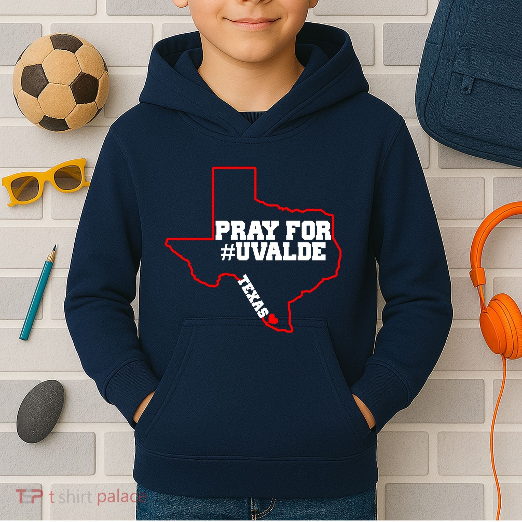 Pray For Uvalde Texas Strong Map Kids Hoodie