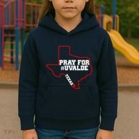 Pray For Uvalde Texas Strong Map Kids Hoodie thumb 3