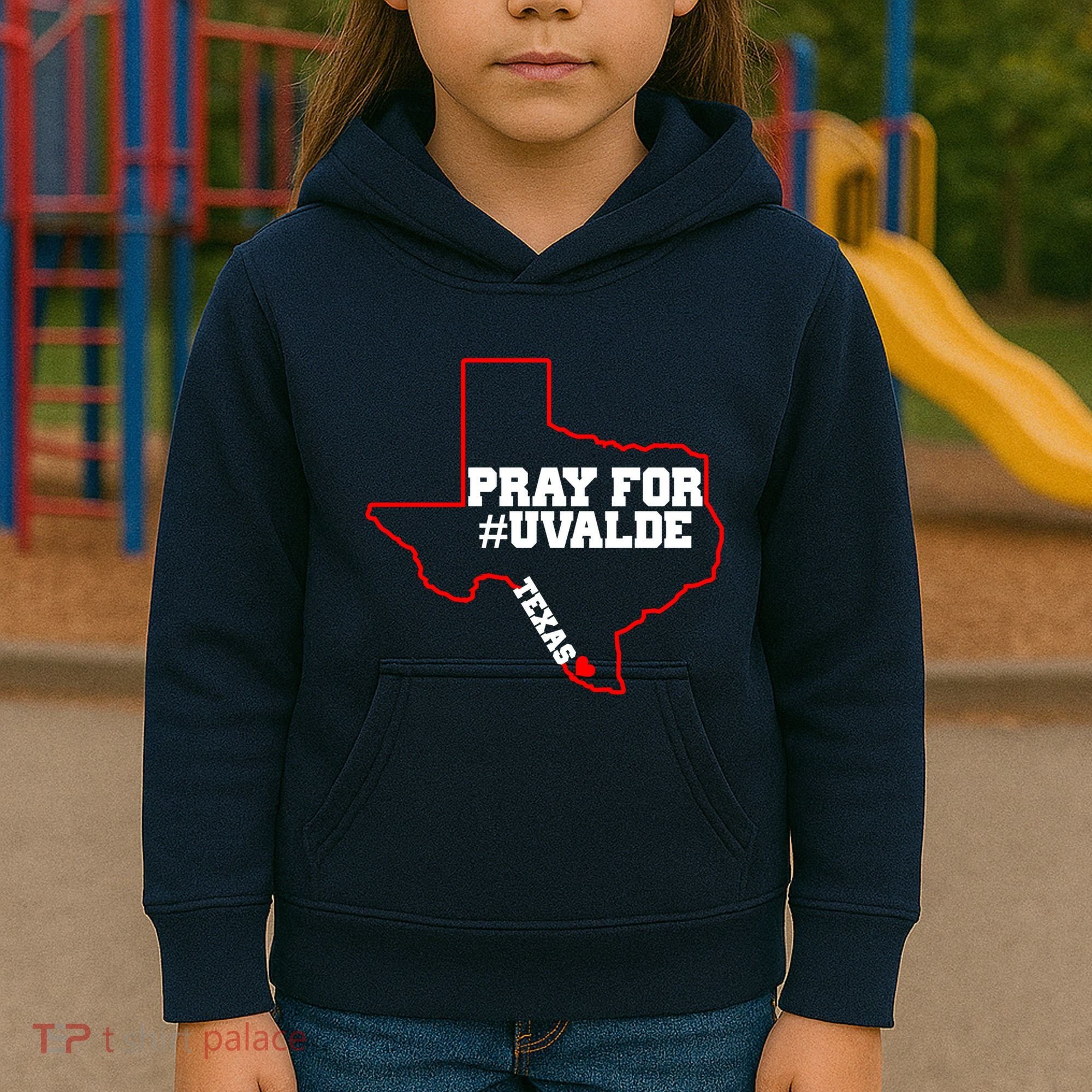 Pray For Uvalde Texas Strong Map Kids Hoodie