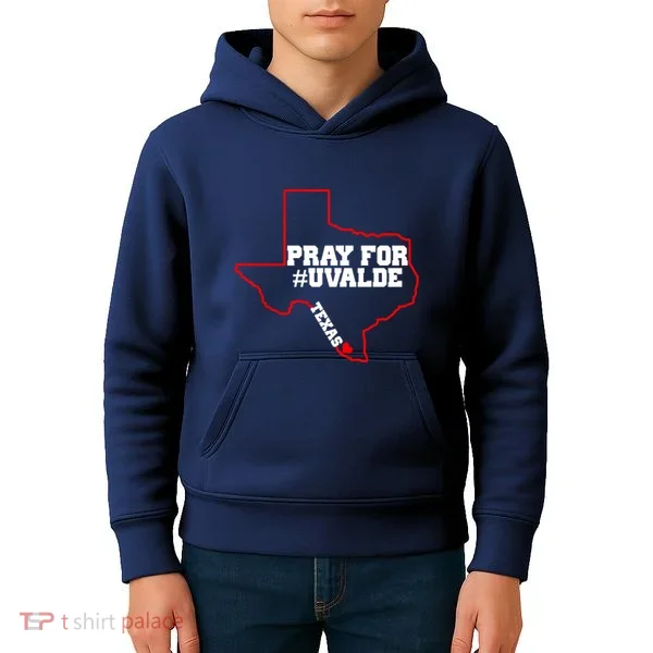 Pray For Uvalde Texas Strong Map Kids Hoodie