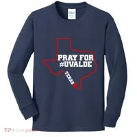 Pray For Uvalde Texas Strong Map Kids Long Sleeve Shirt thumb 0