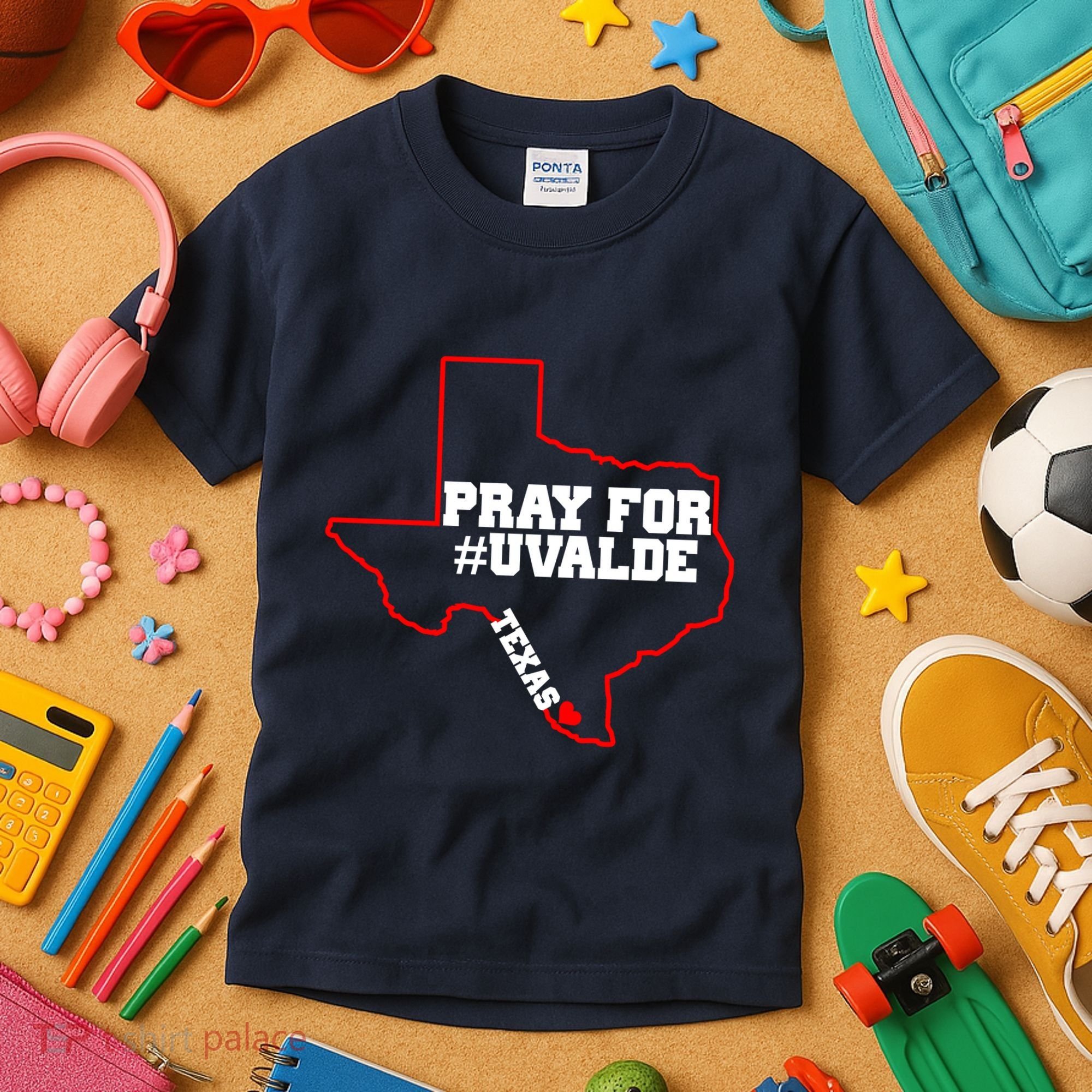Pray For Uvalde Texas Strong Map Kids T-Shirt