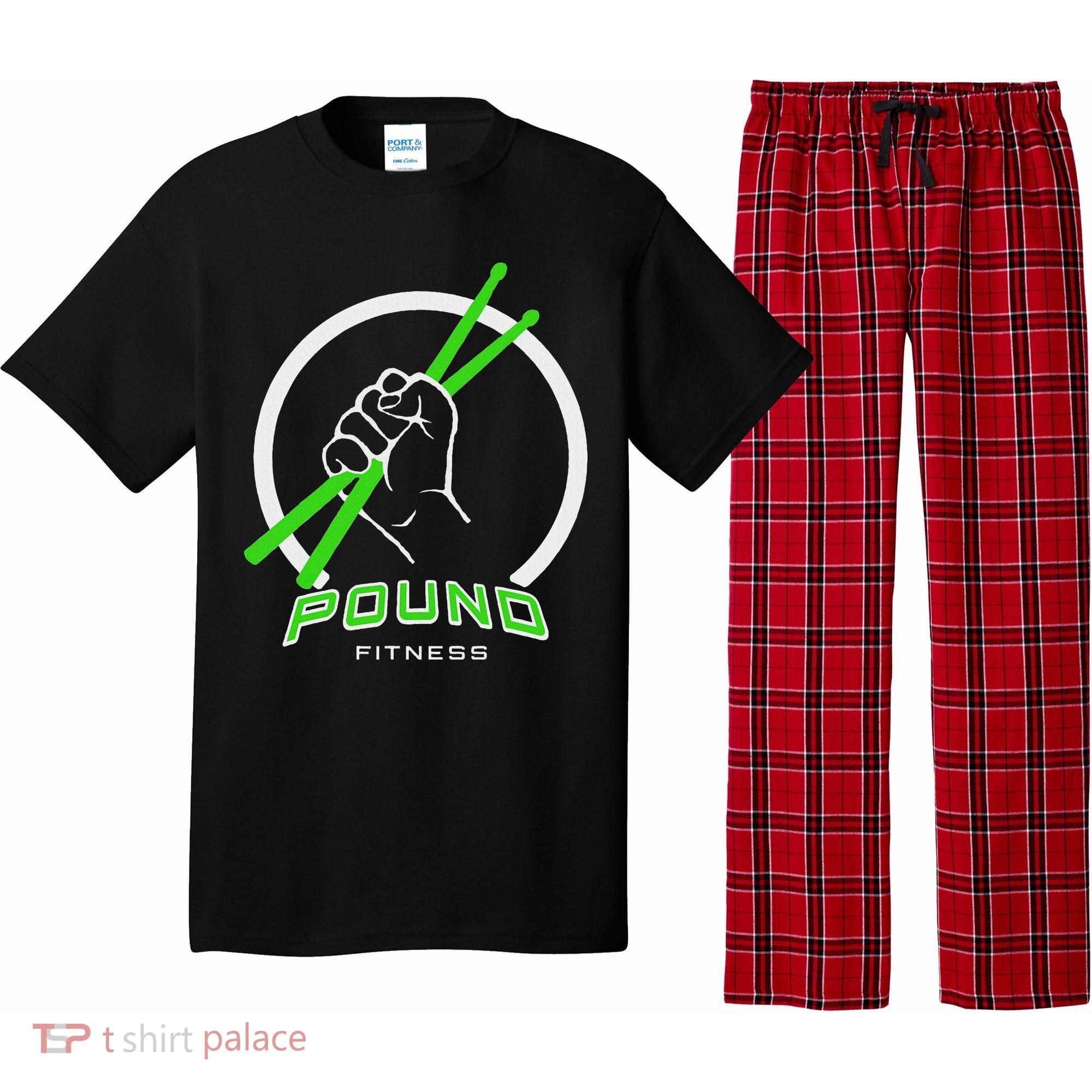 Pound Fitness With Drumsticks Graphic Pajama Set