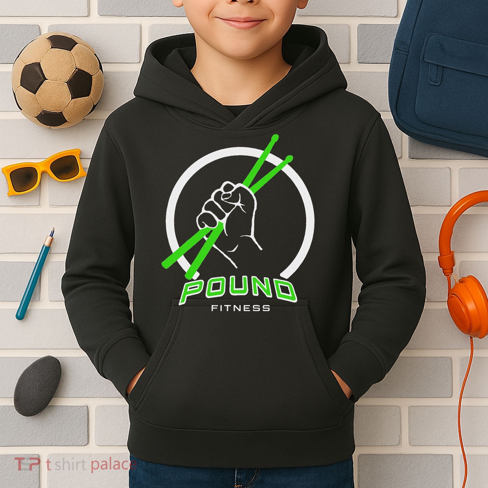 Pound Fitness With Drumsticks Graphic Kids Hoodie