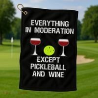 Pickleball Funny Wine Golf Towel thumb 1