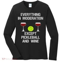 Pickleball Funny Wine Women's Long Sleeve Shirt thumb 0