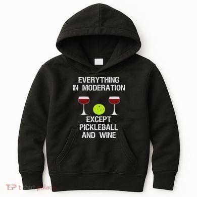 Pickleball Funny Wine Kids Hoodie