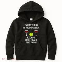 Pickleball Funny Wine Kids Hoodie thumb 0