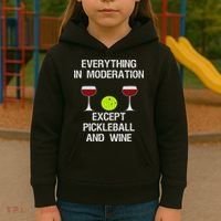 Pickleball Funny Wine Kids Hoodie thumb 3