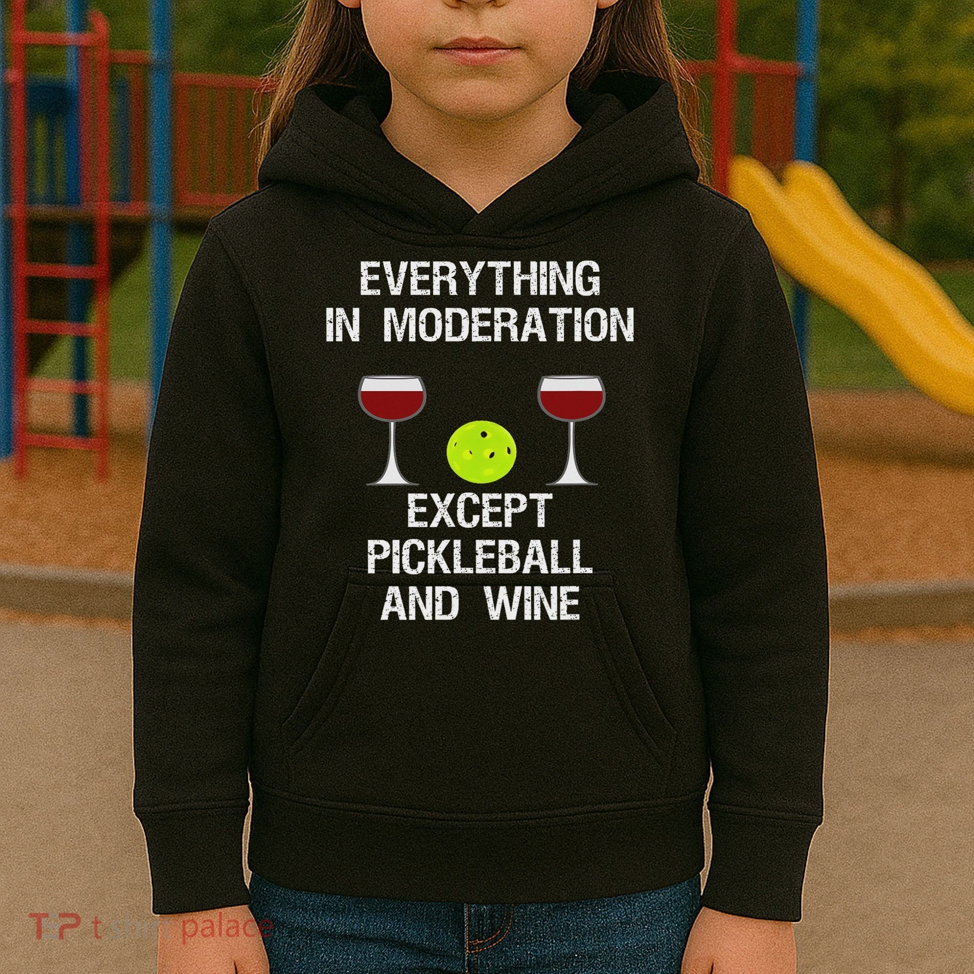 Pickleball Funny Wine Kids Hoodie