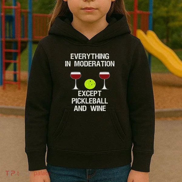 Pickleball Funny Wine Kids Hoodie