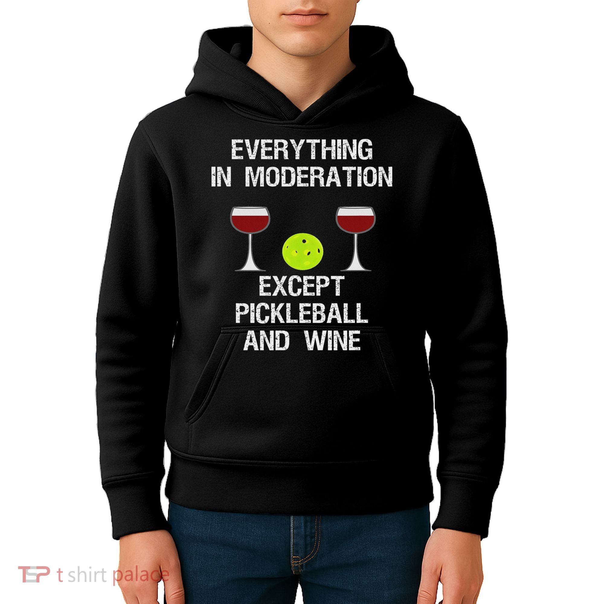 Pickleball Funny Wine Kids Hoodie