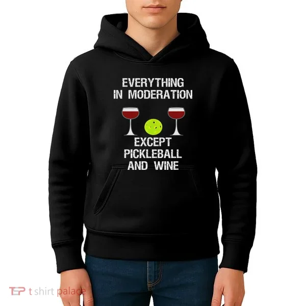 Pickleball Funny Wine Kids Hoodie