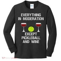 Pickleball Funny Wine Kids Long Sleeve Shirt thumb 0