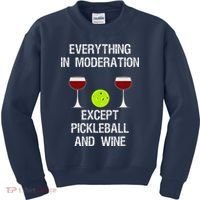 Pickleball Funny Wine Kids Sweatshirt thumb 0