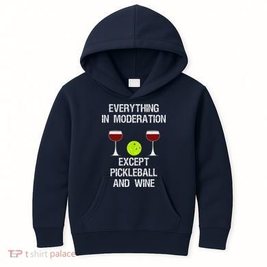 Pickleball Funny Wine Kids Hoodie