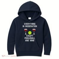 Pickleball Funny Wine Kids Hoodie thumb 0