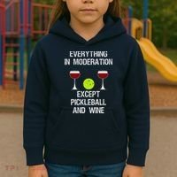 Pickleball Funny Wine Kids Hoodie thumb 3