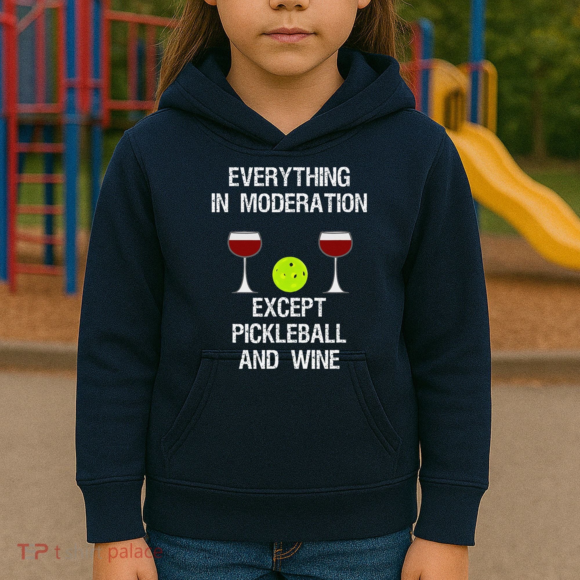 Pickleball Funny Wine Kids Hoodie