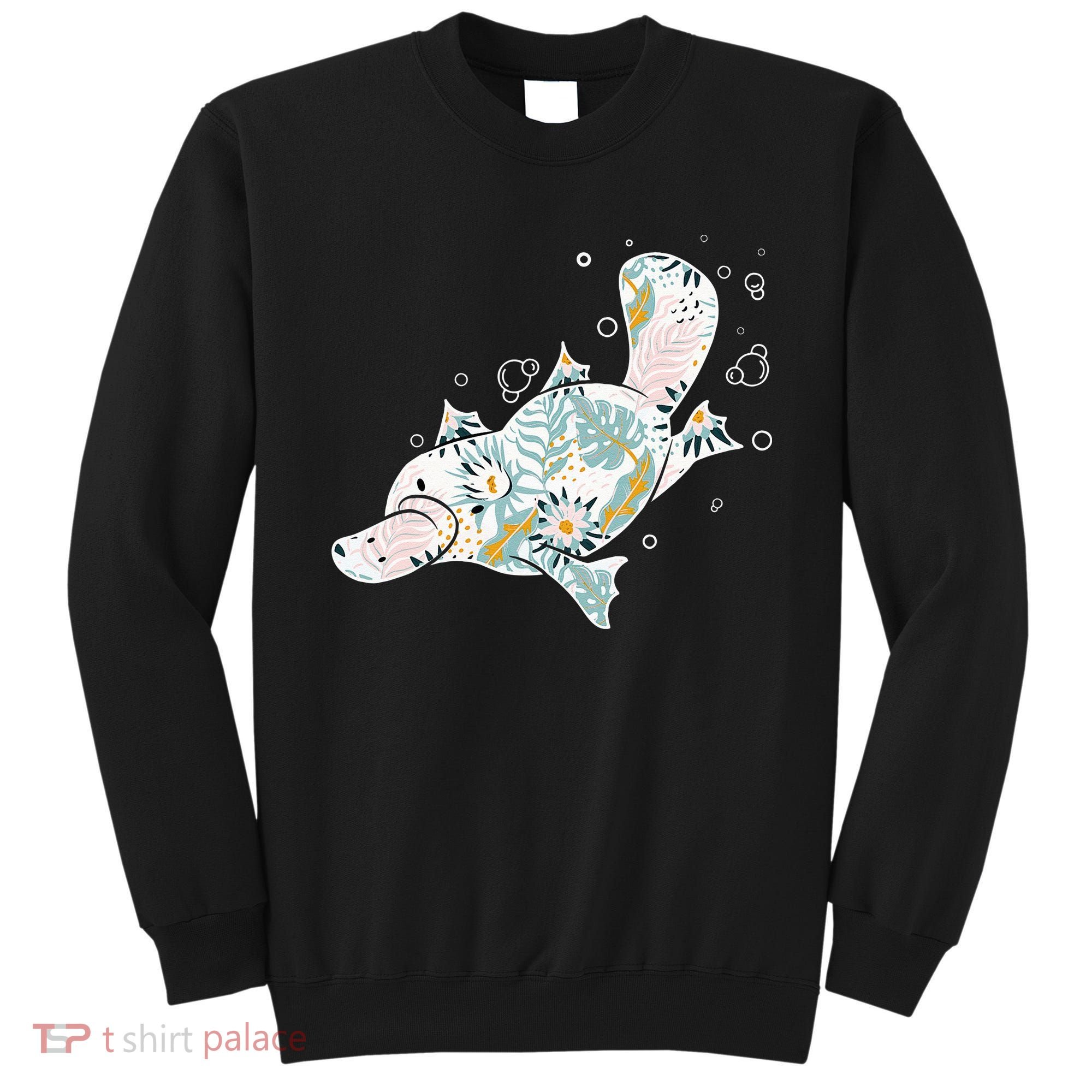 Platypus Floral Zookeeper Animal Lover Marine Biologist Sweatshirt