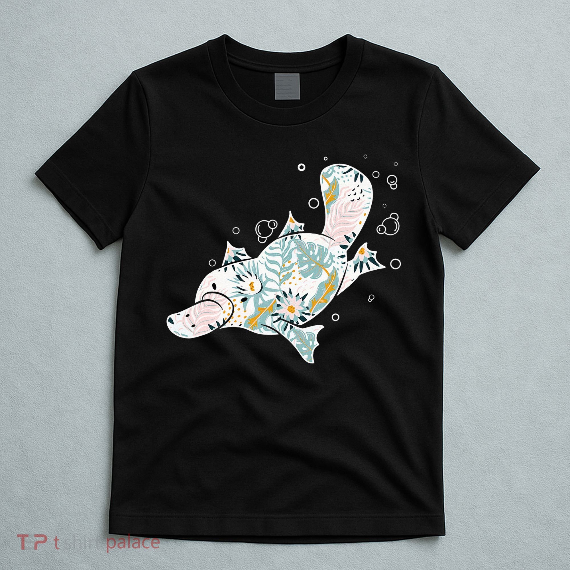 Platypus Floral Zookeeper Animal Lover Marine Biologist T-Shirt