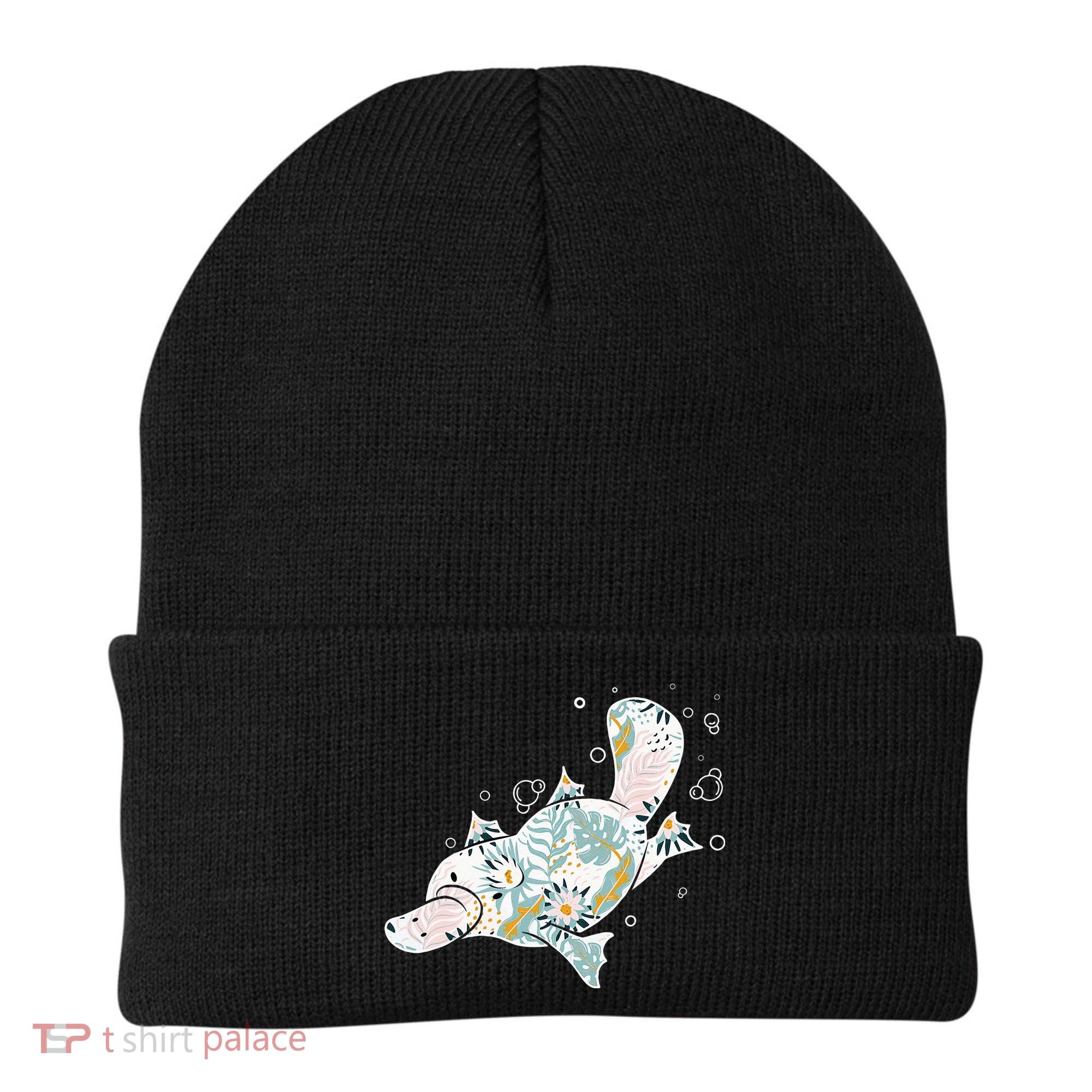 Platypus Floral Zookeeper Animal Lover Marine Biologist Beanie