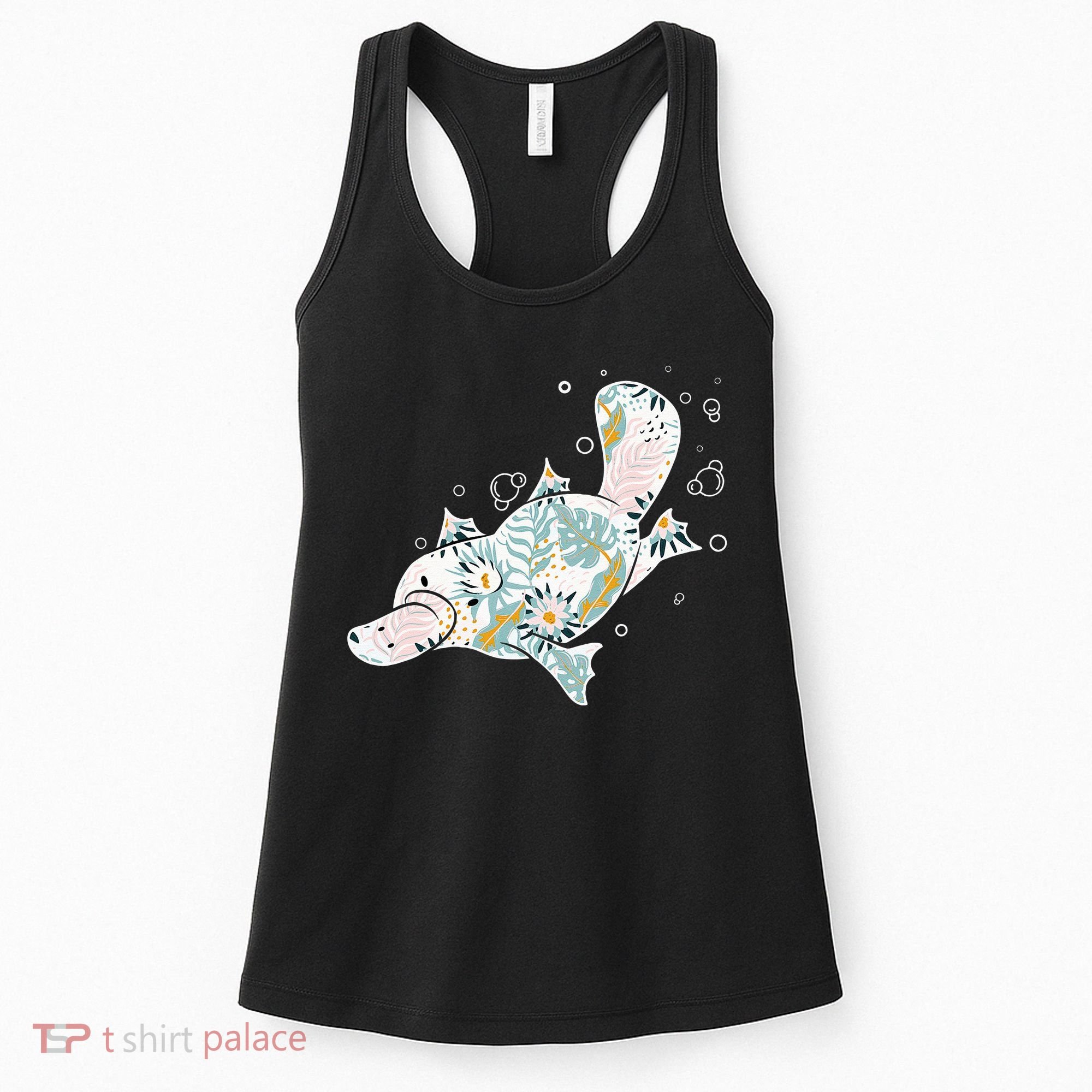 Platypus Floral Zookeeper Animal Lover Marine Biologist Women's Tank Top