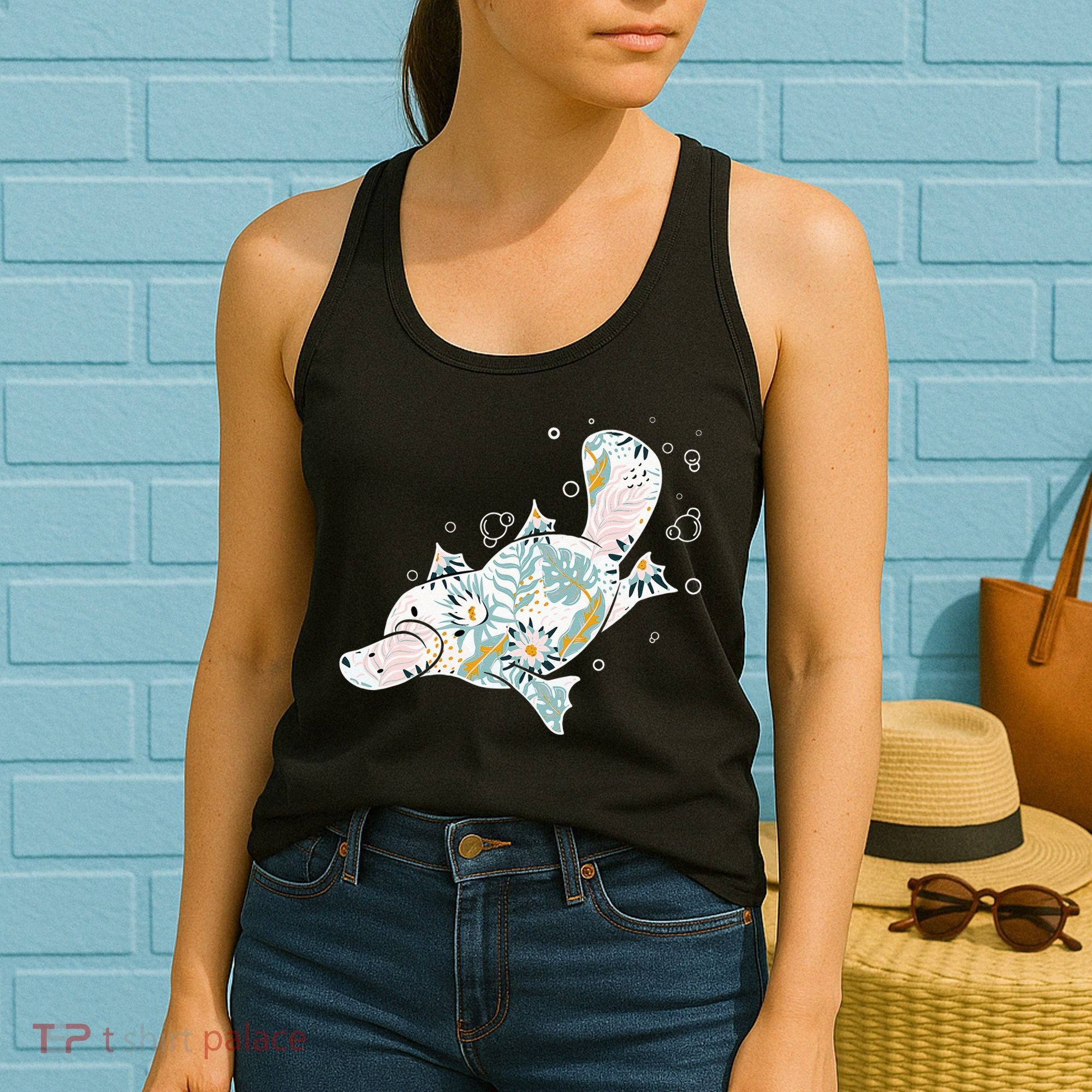 Platypus Floral Zookeeper Animal Lover Marine Biologist Women's Tank Top