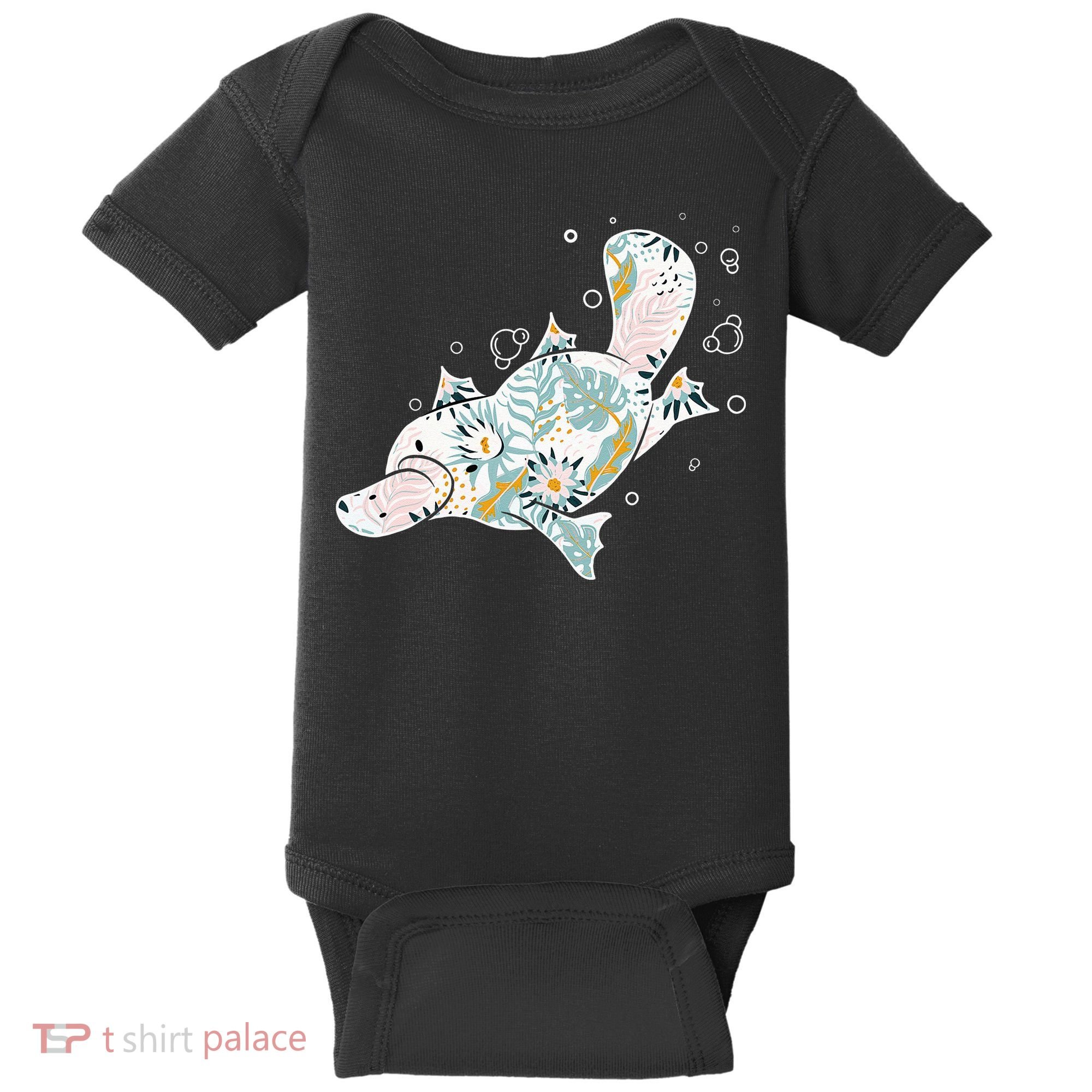Platypus Floral Zookeeper Animal Lover Marine Biologist Baby Bodysuit