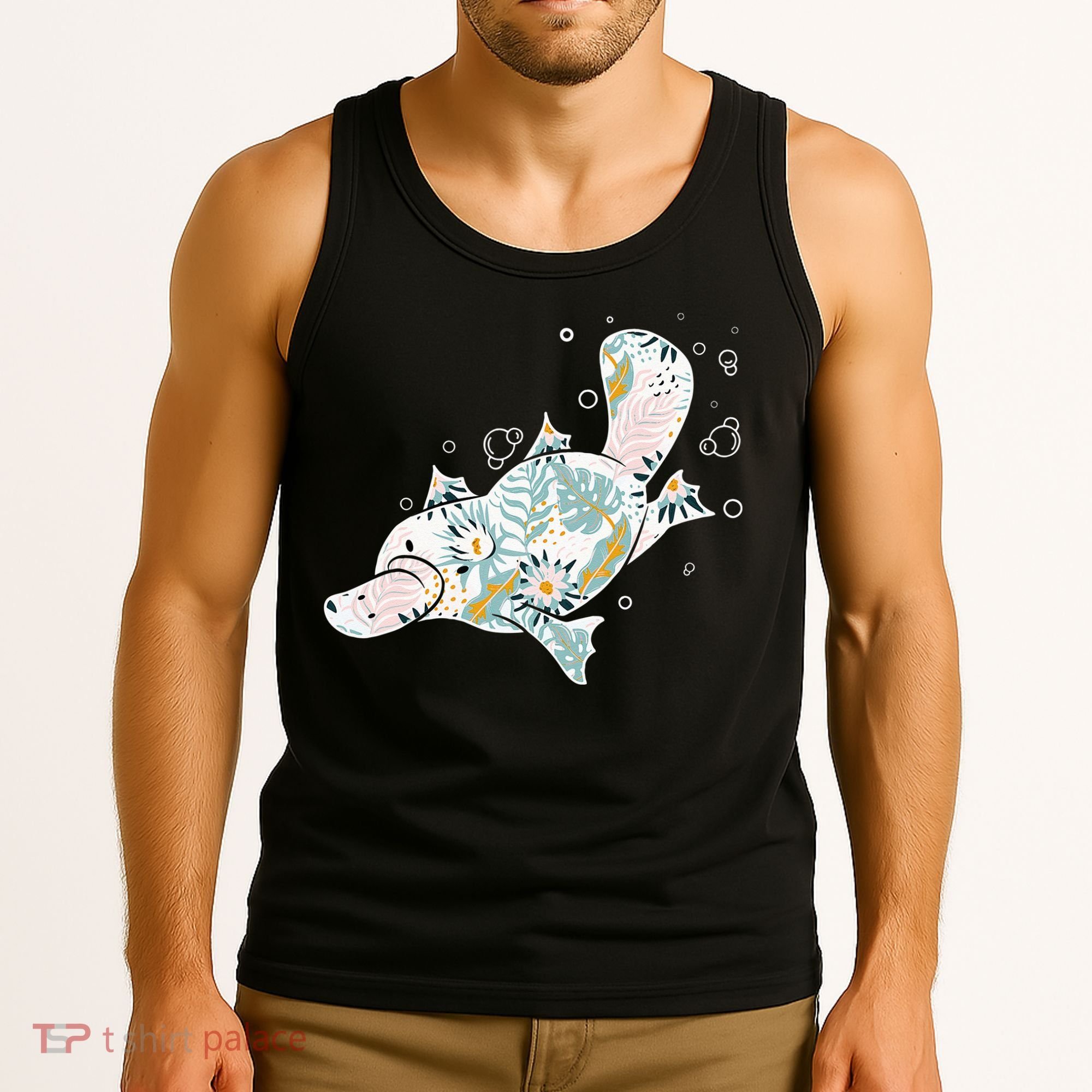 Platypus Floral Zookeeper Animal Lover Marine Biologist Tank Top