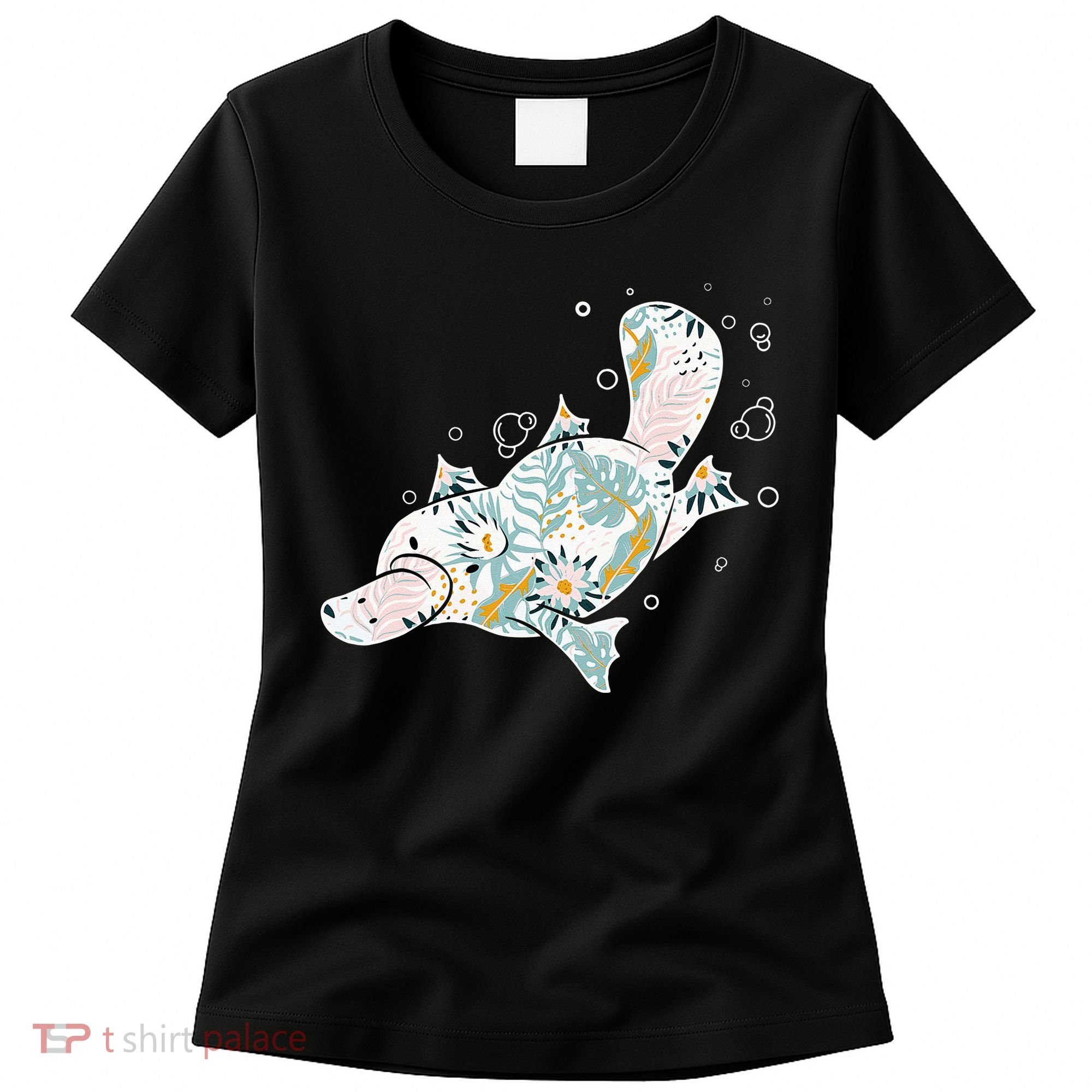 Platypus Floral Zookeeper Animal Lover Marine Biologist Women's T-Shirt