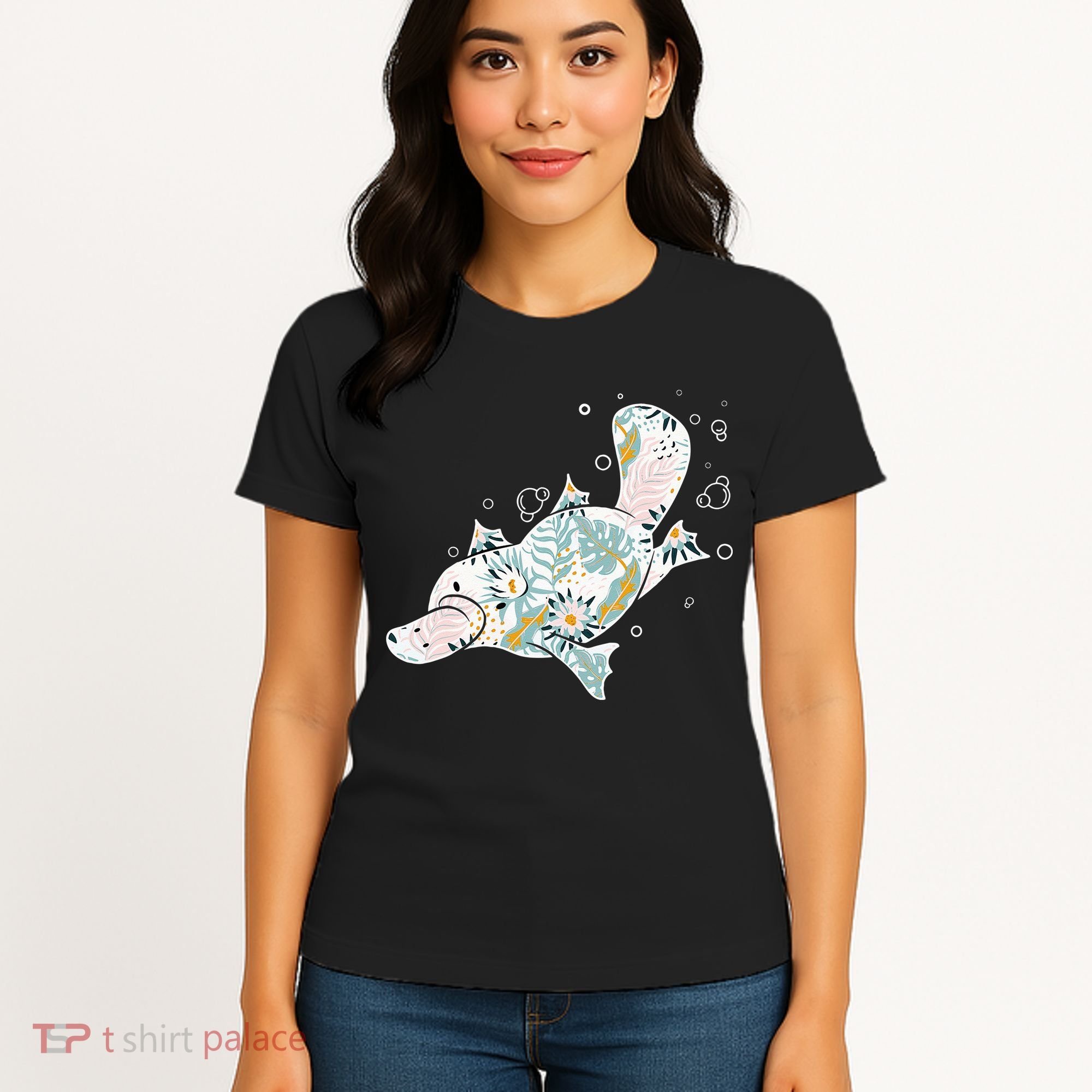 Platypus Floral Zookeeper Animal Lover Marine Biologist Women's T-Shirt