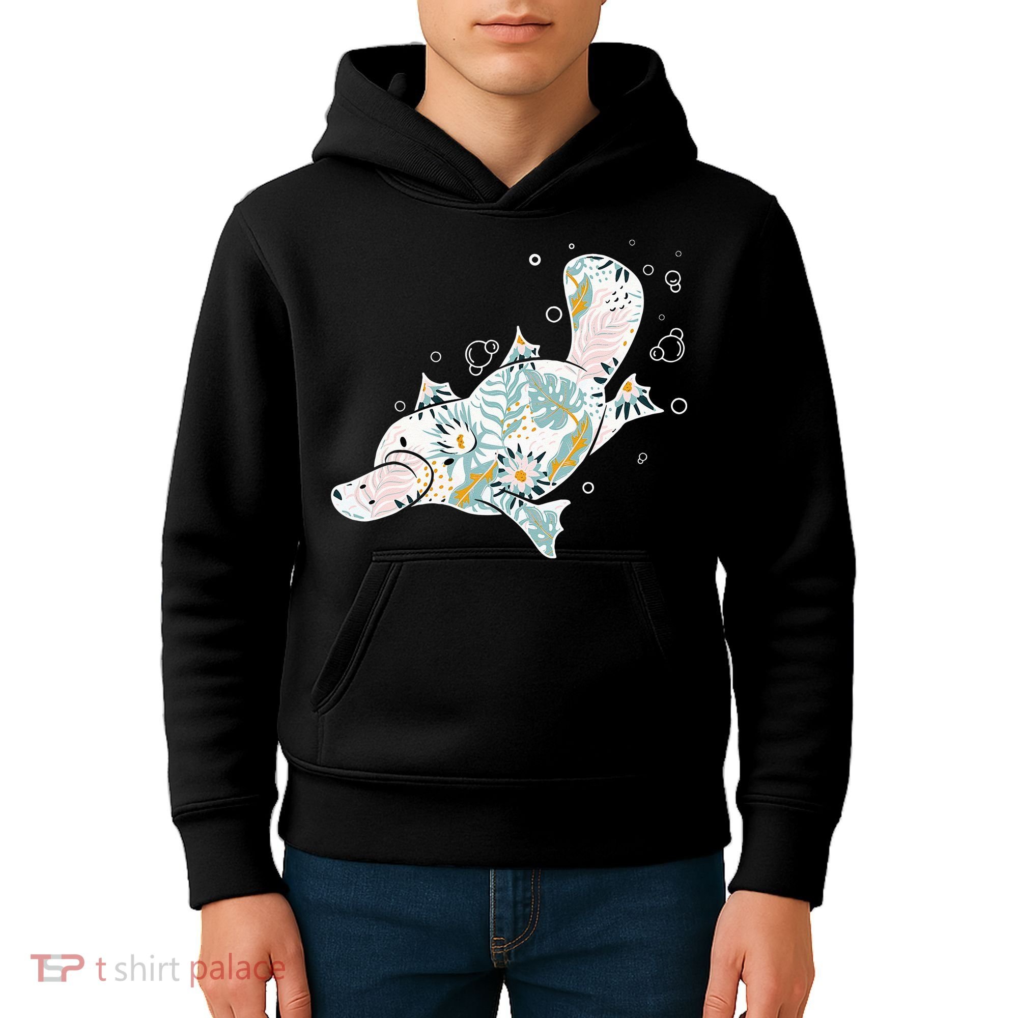 Platypus Floral Zookeeper Animal Lover Marine Biologist Kids Hoodie