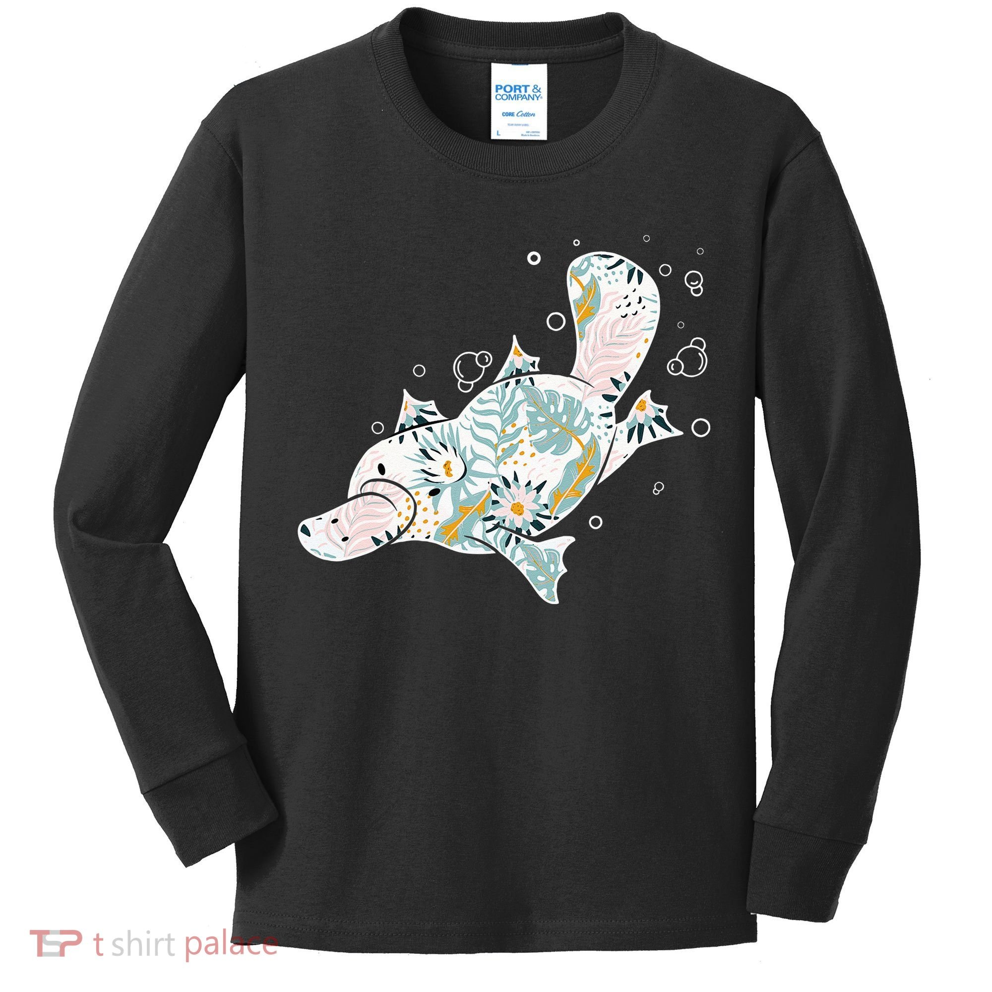 Platypus Floral Zookeeper Animal Lover Marine Biologist Kids Long Sleeve Shirt