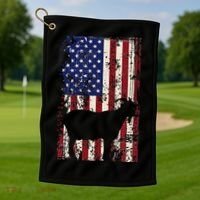 Patriotic Goat 4th of July American Flag Golf Towel thumb 1