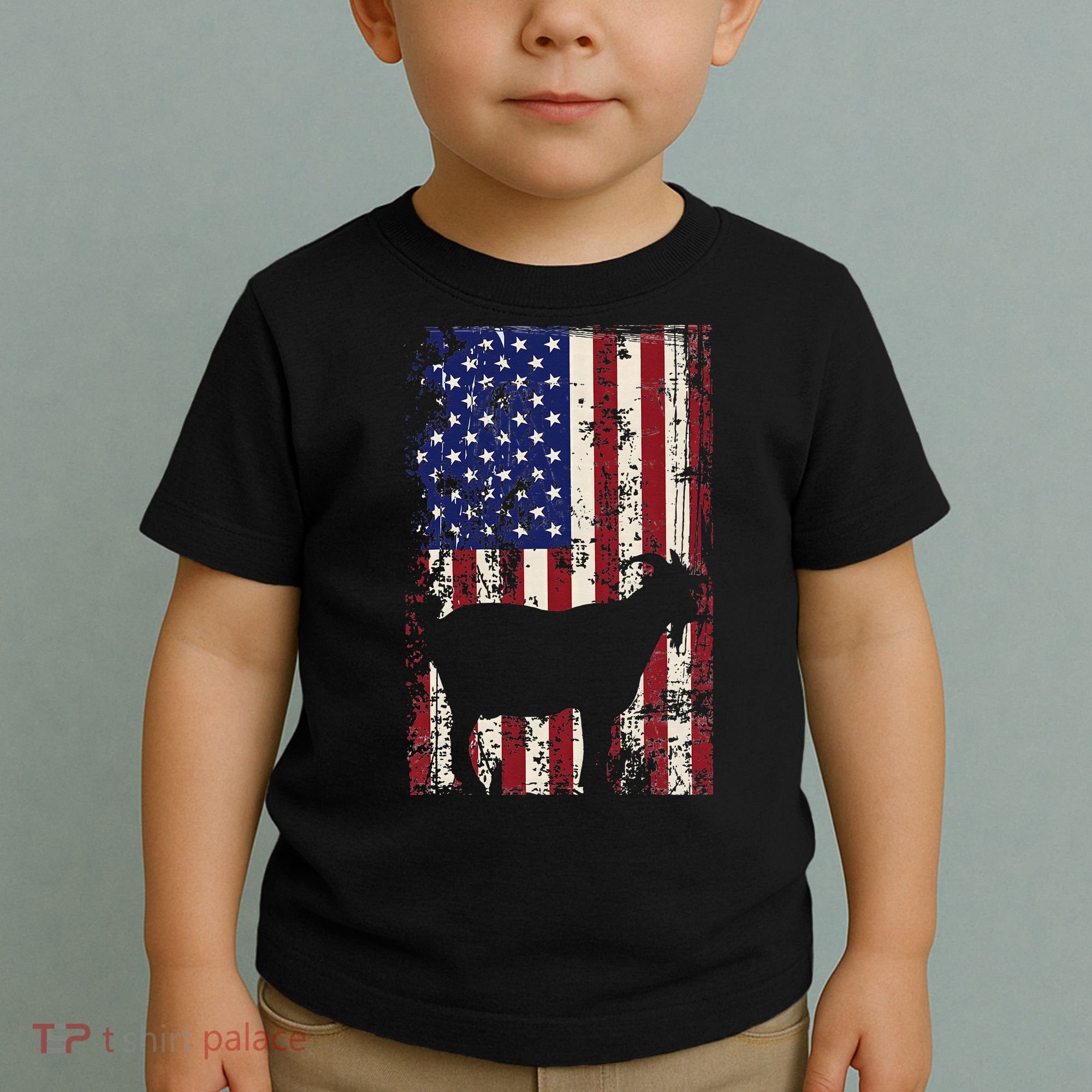 Patriotic Goat 4th of July American Flag Toddler T-Shirt