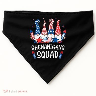 Patriotic Gnomes 4th Of July Funny Shenanigans Squad USA-Made Doggie Bandana