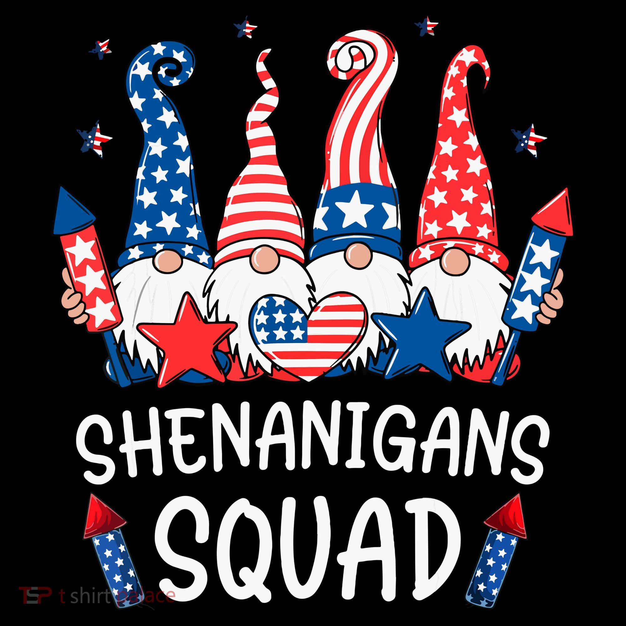 Patriotic Gnomes 4th Of July Funny Shenanigans Squad USA-Made Doggie Bandana