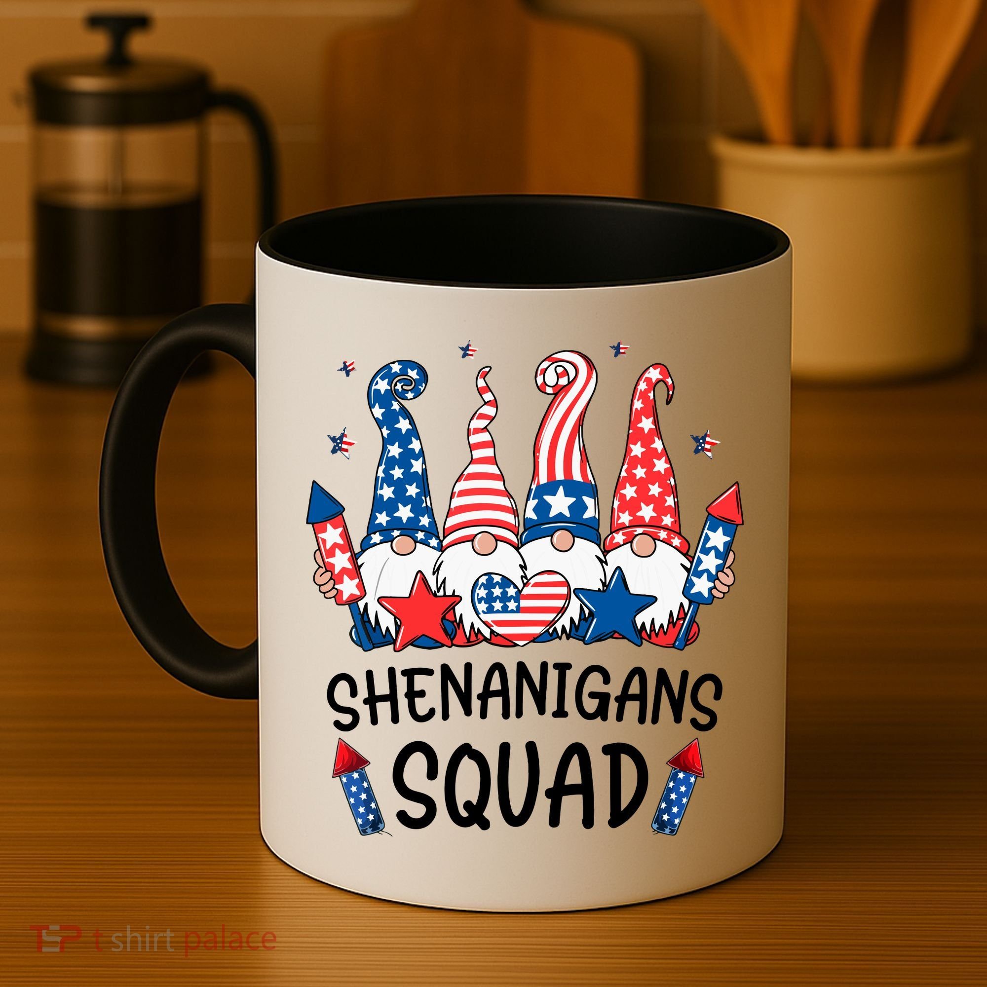 Patriotic Gnomes 4th Of July Funny Shenanigans Squad Coffee Mug