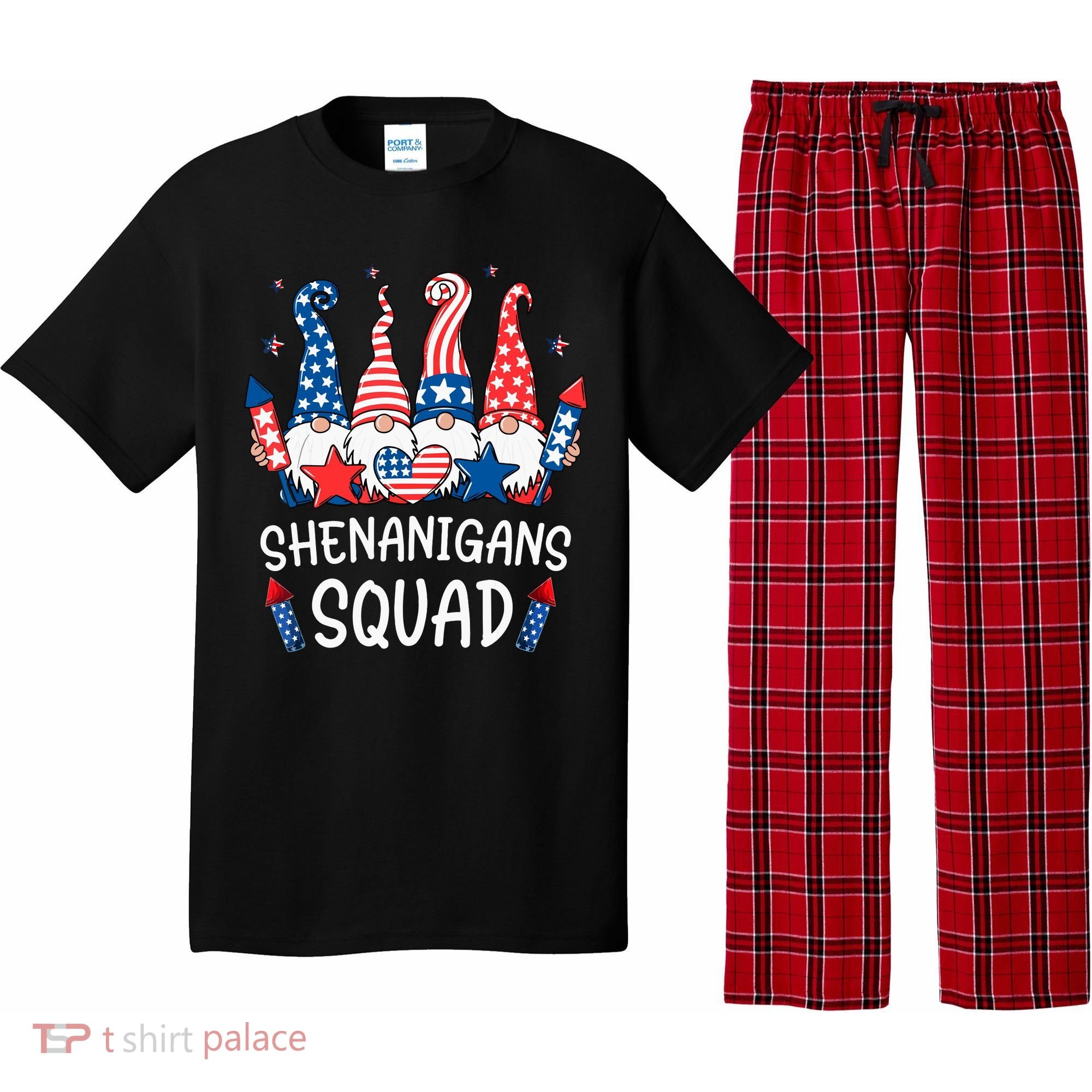 Patriotic Gnomes 4th Of July Funny Shenanigans Squad Pajama Set