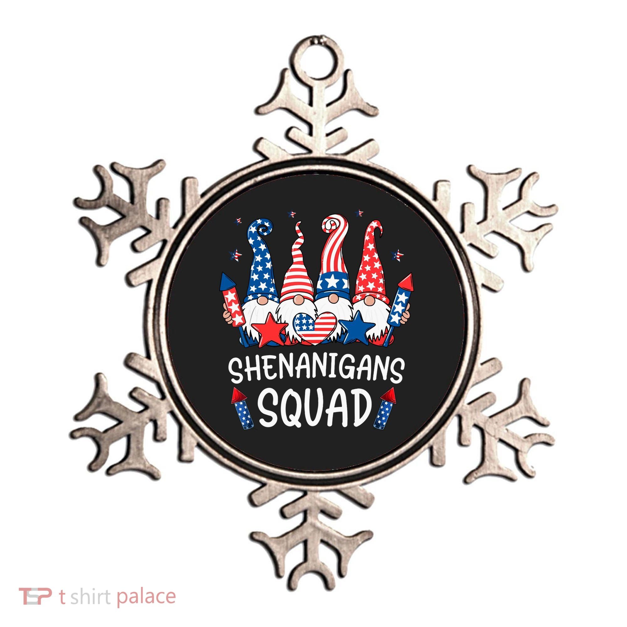 Patriotic Gnomes 4th Of July Funny Shenanigans Squad Ornament