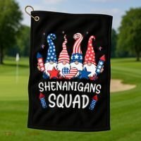 Patriotic Gnomes 4th Of July Funny Shenanigans Squad Golf Towel thumb 1