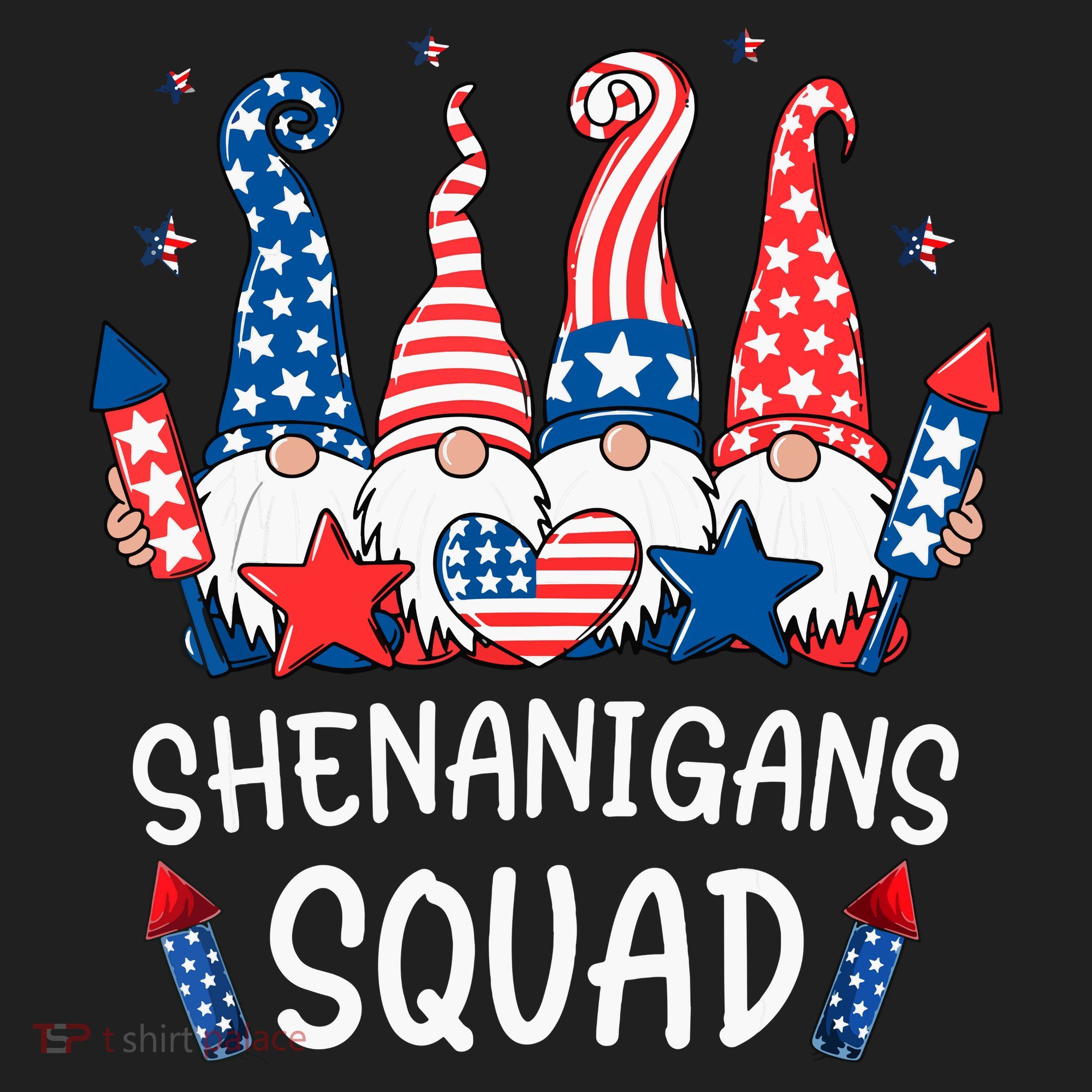 Patriotic Gnomes 4th Of July Funny Shenanigans Squad Golf Towel